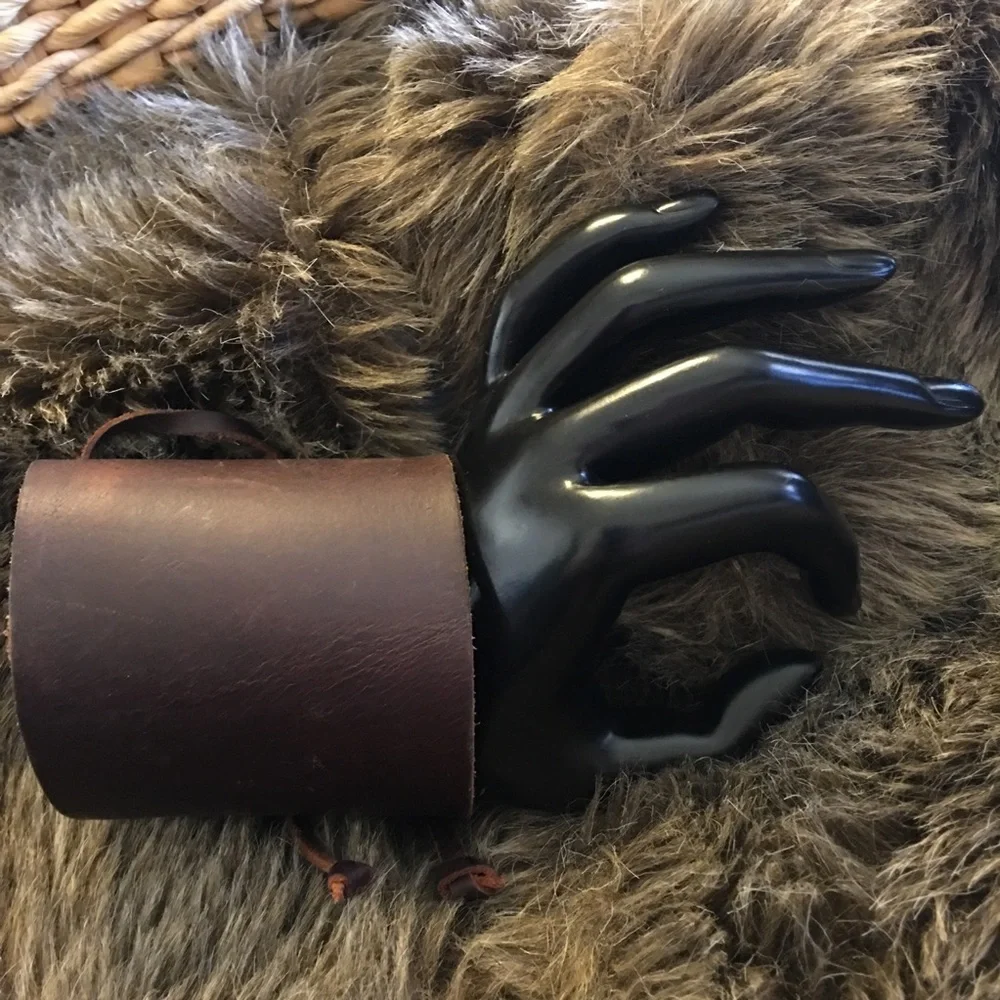 Vintage Napoli brown leather wide cuff bracelet